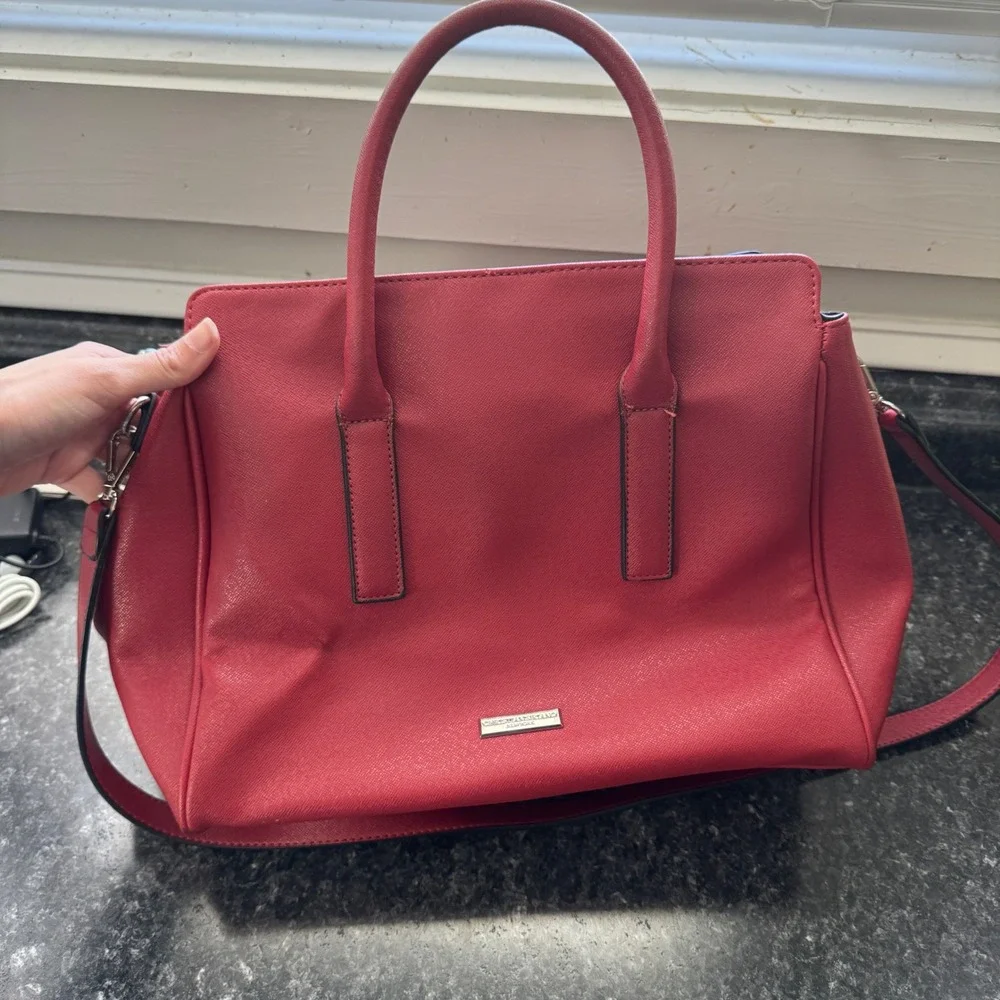 Christian Siriano New York Red Saffiano Satchel Crossbody Handbag